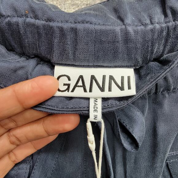 GANNI WASHED TWILL SATIN CARGO PANTS, SIZE 38, NWT - Picture 5 of 10